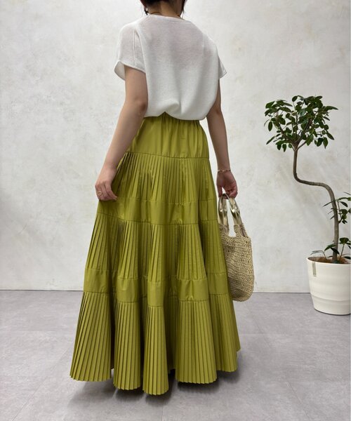 Jena espace merveilleux(ジェナ エスパスメルヴェイユ)の「ティアードプリーツスカート(スカート・レディース・ブラック/ベージュ/イエロー・FREE)」の7枚目の写真