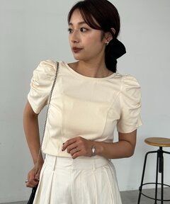 シルクタッチコットンレーストリムコンパクトTシャツ（Tシャツ