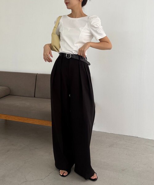CAPRICIEUX LE'MAGE（カプリシューレマージュ）の「ギャザーパフT（Tシャツ/カットソー・レディース・ブラック/イエロー/ホワイト・FREE）」の8枚目の写真