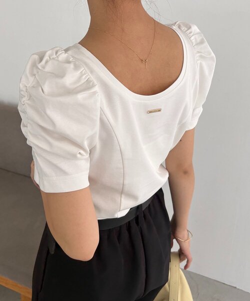 CAPRICIEUX LE'MAGE（カプリシューレマージュ）の「ギャザーパフT（Tシャツ/カットソー・レディース・ブラック/イエロー/ホワイト・FREE）」の12枚目の写真