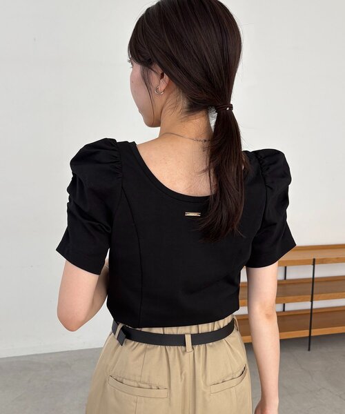 CAPRICIEUX LE'MAGE（カプリシューレマージュ）の「ギャザーパフT（Tシャツ/カットソー・レディース・ブラック/イエロー/ホワイト・FREE）」の15枚目の写真