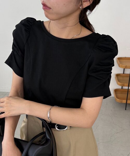 CAPRICIEUX LE'MAGE（カプリシューレマージュ）の「ギャザーパフT（Tシャツ/カットソー・レディース・ブラック/イエロー/ホワイト・FREE）」の17枚目の写真