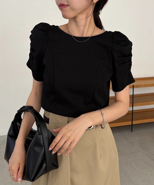 CAPRICIEUX LE'MAGE（カプリシューレマージュ）の「ギャザーパフT（Tシャツ/カットソー・レディース・ブラック/イエロー/ホワイト・FREE）」の19枚目の写真