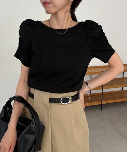 CAPRICIEUX LE'MAGE（カプリシューレマージュ）の「ギャザーパフT（Tシャツ/カットソー・レディース・ブラック/イエロー/ホワイト・FREE）」の21枚目の写真