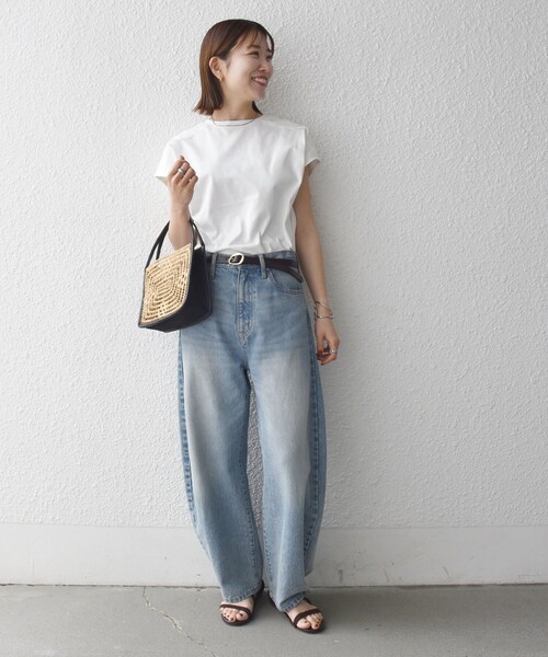 SHIPS any(シップス エニィ)の「SHIPS any:〈洗濯機可能〉ジャージー フレンチスリーブ レース TEE(Tシャツ/カットソー・レディース・ブラック/ベージュ/ホワイト/チャコールグレー・ONE SIZE)」の5枚目の写真