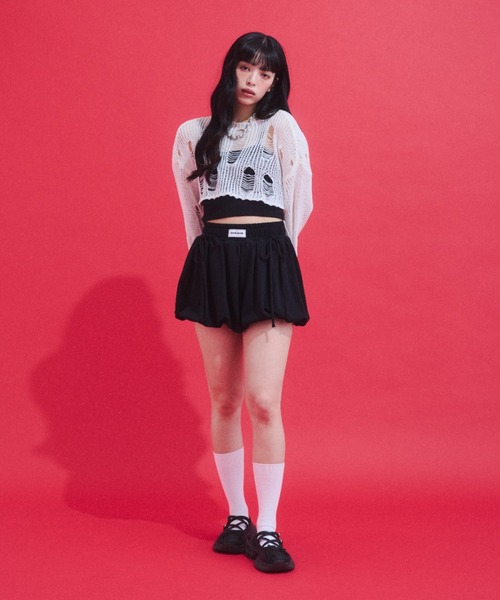 GAB GAB(ガブガブ)の「Distressed Cropped Knit Top/ダメージクロップドニット(ニット/セーター・レディース・ホワイト/ブラック・FREE)」の18枚目の写真