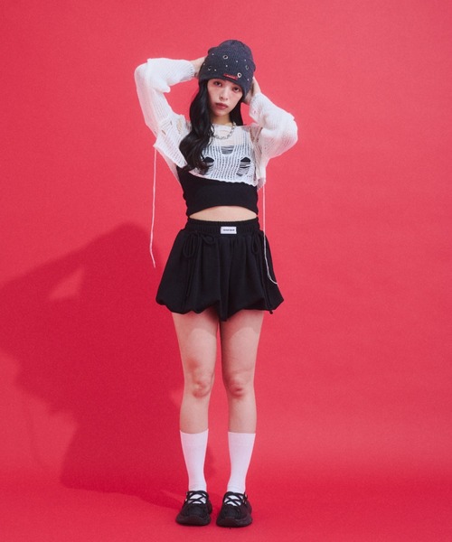 GAB GAB(ガブガブ)の「Distressed Cropped Knit Top/ダメージクロップドニット(ニット/セーター・レディース・ホワイト/ブラック・FREE)」の20枚目の写真