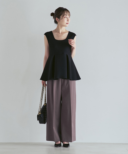 Noble(ノーブル)の「《追加・セットアップ対応》エステルツイルストレッチスラックスパンツ(スラックス・レディース・アイボリー/チョコ/キャメル・34/38/40/36)」の18枚目の写真