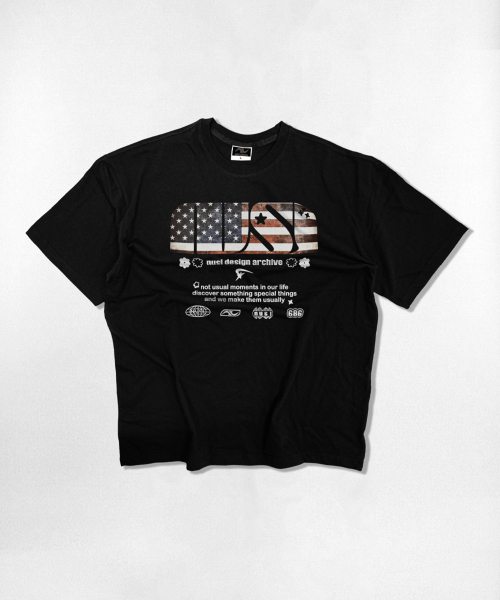 NOTUSUAL(ノットユージュアル)の「USユーズアルシンボル オーバーサイズ 半袖Tシャツ 4色(Tシャツ/カットソー・レディース・ライトホワイト/ブラック/ネイビー/ホワイト・MEDIUM/LARGE/SMALL/X-LARGE)」の7枚目の写真