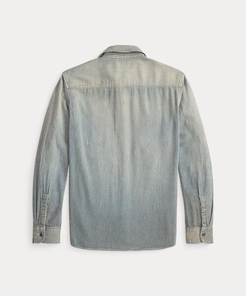 RRL(ダブル アール エル)の「インディゴ ストライプド ツイル ワークシャツ(シャツ/ブラウス・メンズ・ブルー・S/M/L/XL/XS/XXL)」の8枚目の写真