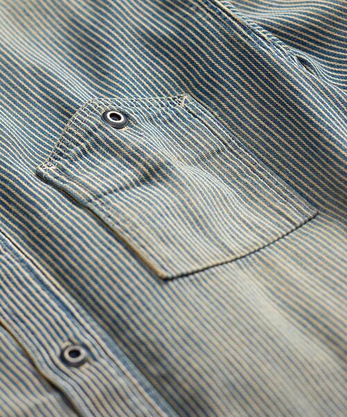 RRL(ダブル アール エル)の「インディゴ ストライプド ツイル ワークシャツ(シャツ/ブラウス・メンズ・ブルー・S/M/L/XL/XS/XXL)」の5枚目の写真