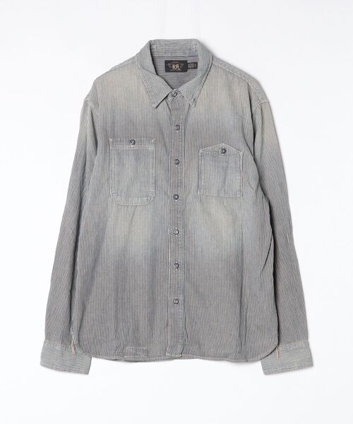 RRL(ダブル アール エル)の「インディゴ ストライプド ツイル ワークシャツ(シャツ/ブラウス・メンズ・ブルー・S/M/L/XL/XS/XXL)」の3枚目の写真