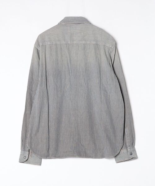 RRL(ダブル アール エル)の「インディゴ ストライプド ツイル ワークシャツ(シャツ/ブラウス・メンズ・ブルー・S/M/L/XL/XS/XXL)」の2枚目の写真