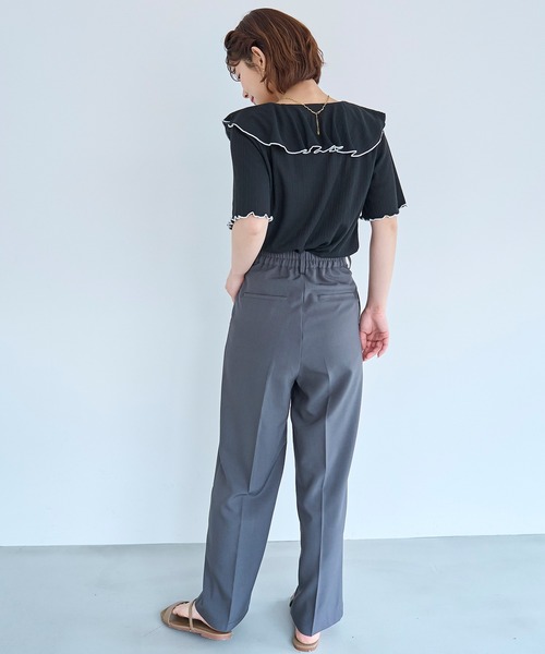 mil（ミル）の「針抜き ラッフルフリルトップス【587249】（Tシャツ/カットソー・レディース・ライトグリーン/オフホワイト/ブラック・XS/S）」の18枚目の写真