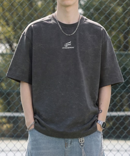 B.R.U(ブル)の「ショルダーラインワンポイント刺繍Tシャツ(Tシャツ/カットソー・メンズ・ホワイト/ブラック/チャコールグレー・FREE)」の12枚目の写真