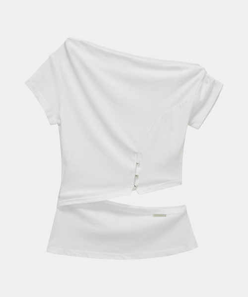 ETRE AU SOMMET(エトレオソメ)の「Cut-Out Open Short Sleeve (White)(Tシャツ/カットソー・レディース・ホワイト・FREE)」の4枚目の写真