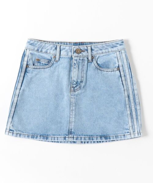adidas(アディダス)の「adidas/アディダス MID RISE DENIM SKIRT/3-STRIPES MINI(デニムスカート・レディース・ライトインディゴブルー/インディゴブルー/ブラック・SMALL/X-LARGE/LARGE/MEDIUM)」の3枚目の写真