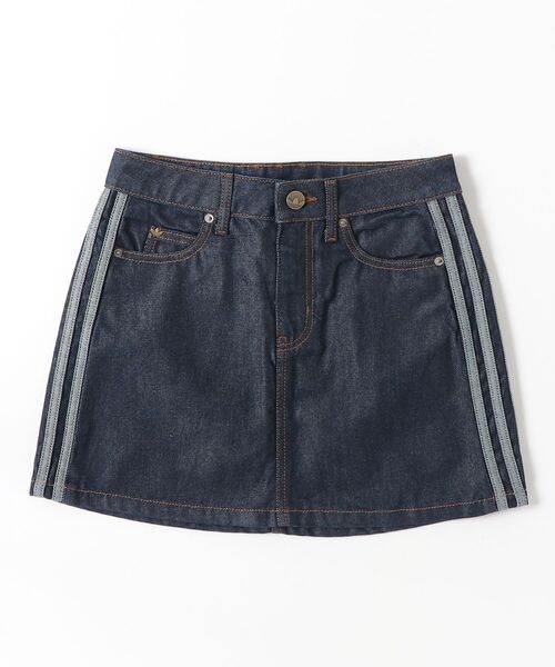 adidas(アディダス)の「adidas/アディダス MID RISE DENIM SKIRT/3-STRIPES MINI(デニムスカート・レディース・ライトインディゴブルー/インディゴブルー/ブラック・SMALL/X-LARGE/LARGE/MEDIUM)」の2枚目の写真