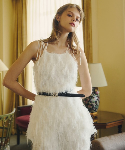 EIMY ISTOIRE(エイミーイストワール)の「PLUME CAMI TOPS(キャミソール・レディース・ブラック/ホワイト・F)」の5枚目の写真