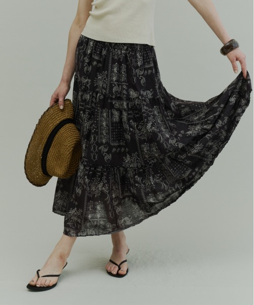 Plumel(プルメル)の「Paisley Pattern Skirt / ペイズリーパターンスカート(スカート・レディース・ブラック/オフホワイト・MEDIUM)」の16枚目の写真