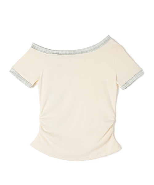 M DOLLY(エムドリー)の「Check ribbon hazel tops / チェックリボンヘーゼルトップス(Tシャツ/カットソー・レディース・アイボリー/ブラック・FREE)」の12枚目の写真