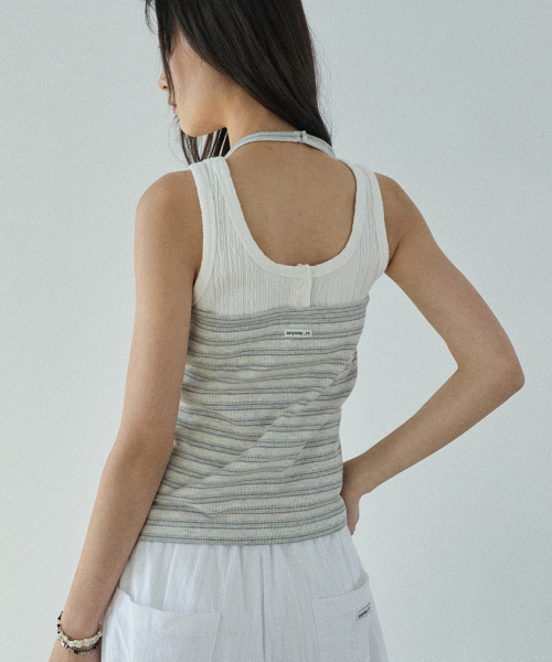 RENSE(レンセ)の「Ribbed Stripe Halter Top Melange Gray(Tシャツ/カットソー・レディース・その他・OS)」の2枚目の写真
