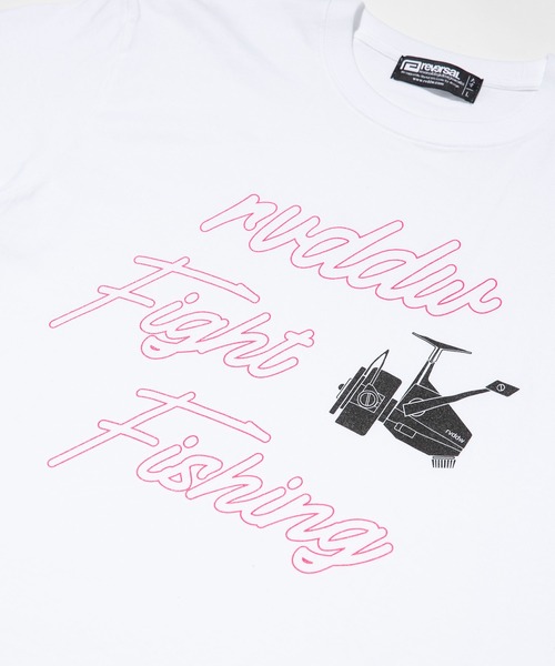 reversal.dogi.design.works（リバーサル・ドーギ・デザイン・ワークス）の「＜reversal/リバーサル＞FISHING REEL COTTON TEE フィッシィング リール コットン Tシャツ（Tシャツ/カットソー・メンズ・ホワイト/ブラック・M/L/2XL/XL）」の4枚目の写真