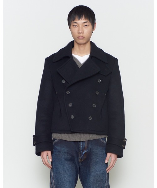 NVRFRGT(ネヴァーフォーゲット)の「SHORT PEA COAT(ピーコート・メンズ・ブラック/グレー・2)」の1枚目の写真