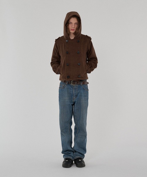 WISH FOR EVER(ウィッシュフォーエバー)の「NAPOLEON DESIGN SHORT HOOD PEACOAT/ナポレオンデザインショートフードピーコート(ピーコート・メンズ・ブラウン/チェック/ブラック・MEDIUM/X-SMALL/LARGE/SMALL)」の11枚目の写真