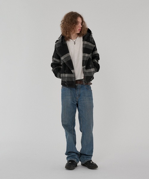 WISH FOR EVER(ウィッシュフォーエバー)の「NAPOLEON DESIGN SHORT HOOD PEACOAT/ナポレオンデザインショートフードピーコート(ピーコート・メンズ・ブラウン/チェック/ブラック・MEDIUM/X-SMALL/LARGE/SMALL)」の12枚目の写真