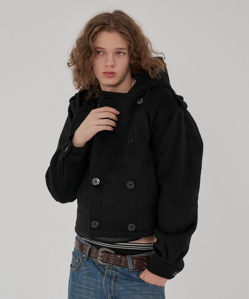 WISH FOR EVER(ウィッシュフォーエバー)の「NAPOLEON DESIGN SHORT HOOD PEACOAT/ナポレオンデザインショートフードピーコート(ピーコート・メンズ・ブラウン/チェック/ブラック・MEDIUM/X-SMALL/LARGE/SMALL)」の15枚目の写真