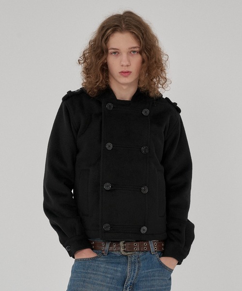 WISH FOR EVER(ウィッシュフォーエバー)の「NAPOLEON DESIGN SHORT HOOD PEACOAT/ナポレオンデザインショートフードピーコート(ピーコート・メンズ・ブラウン/チェック/ブラック・MEDIUM/X-SMALL/LARGE/SMALL)」の8枚目の写真