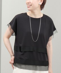 異素材切替プルオーバーカットソー