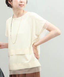 異素材切替プルオーバーカットソー