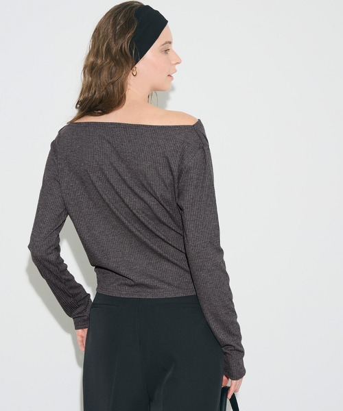 coca(coca)(コカ)の「オフショルダーリブカットソー(Tシャツ/カットソー・レディース・グレー/ホワイト・L/M/S)」の10枚目の写真