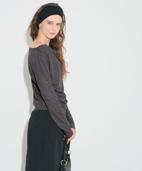 coca(coca)(コカ)の「オフショルダーリブカットソー(Tシャツ/カットソー・レディース・グレー/ホワイト・L/M/S)」の12枚目の写真