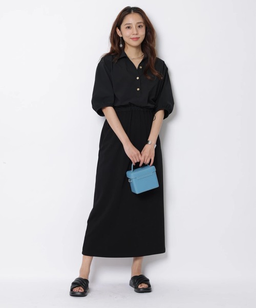 JUSGLITTY（ジャスグリッティー）の「7分袖ボウタイプリーツワンピース