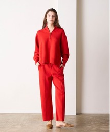 COTTON SILK DOUBLEFACE HALF ZIP PULLOVER