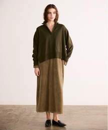 COTTON SILK DOUBLEFACE HALF ZIP PULLOVER