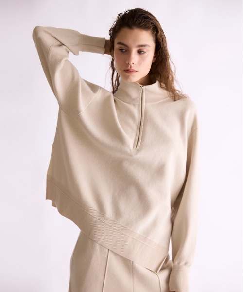 COTTON SILK DOUBLEFACE HALF ZIP PULLOVER（その他トップス