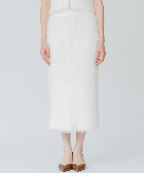 SENEE（セニー）の「feather knit long skirt（フェザーニットロングスカート）（スカート・レディース・アイボリー/ブラック/グレー・SMALL/MEDIUM）」の2枚目の写真
