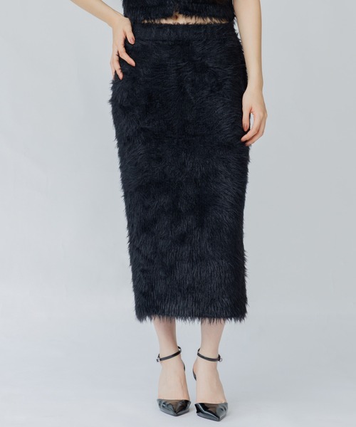 SENEE（セニー）の「feather knit long skirt（フェザーニットロングスカート）（スカート・レディース・アイボリー/ブラック/グレー・SMALL/MEDIUM）」の3枚目の写真