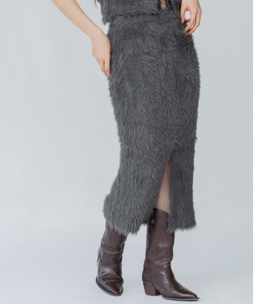 SENEE（セニー）の「feather knit long skirt（フェザーニットロングスカート）（スカート・レディース・アイボリー/ブラック/グレー・SMALL/MEDIUM）」の18枚目の写真