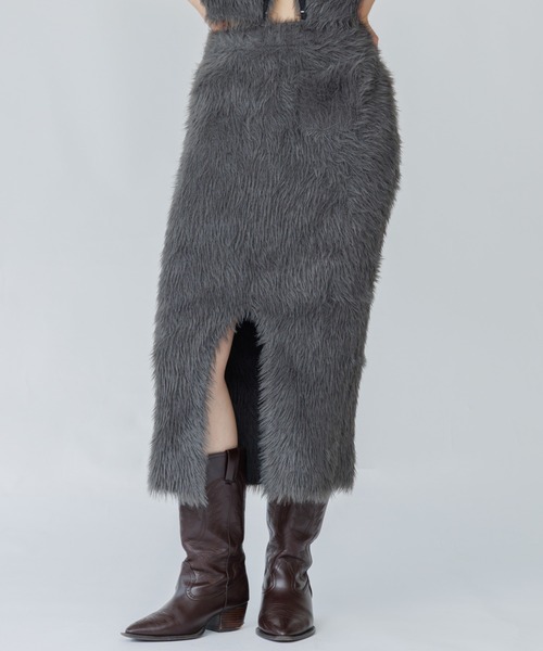 SENEE（セニー）の「feather knit long skirt（フェザーニットロングスカート）（スカート・レディース・アイボリー/ブラック/グレー・SMALL/MEDIUM）」の17枚目の写真