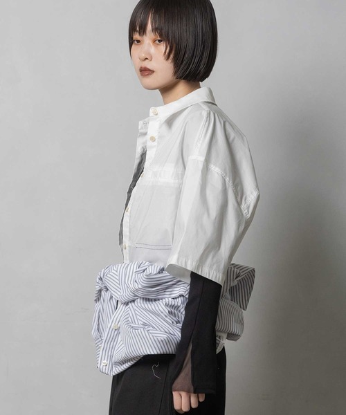 MARECHAL TERRE(マルシャルテル)の「3way コンビネーションシャツ(シャツ/ブラウス・レディース・チェック/ネイビー/ネイビー系/オフホワイト・MEDIUM)」の13枚目の写真