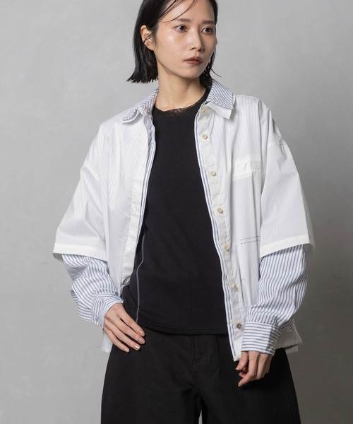 MARECHAL TERRE(マルシャルテル)の「3way コンビネーションシャツ(シャツ/ブラウス・レディース・チェック/ネイビー/ネイビー系/オフホワイト・MEDIUM)」の11枚目の写真