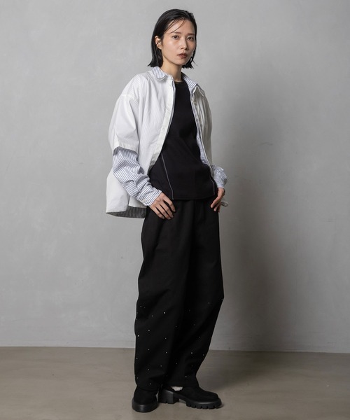 MARECHAL TERRE(マルシャルテル)の「3way コンビネーションシャツ(シャツ/ブラウス・レディース・チェック/ネイビー/ネイビー系/オフホワイト・MEDIUM)」の6枚目の写真