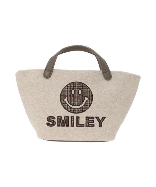 Te chichi(テチチ)の「SMILEY柄生地刺繍トートバッグ(ハンドバッグ・レディース・グレー/ベージュ・F)」の5枚目の写真