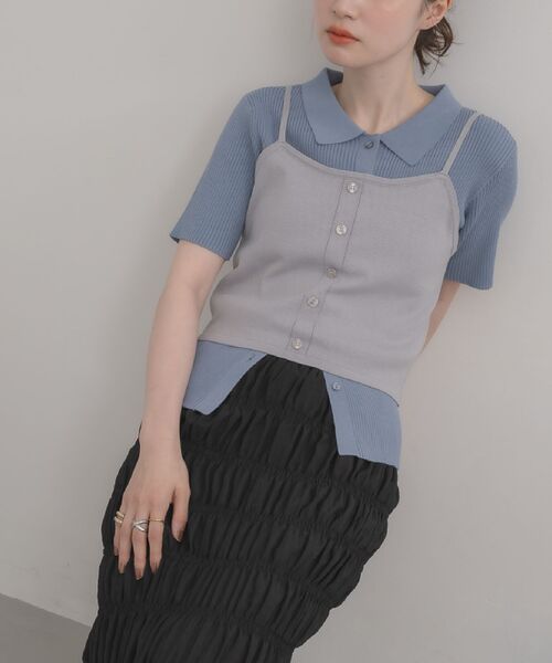 RETRO GIRL(レトロガール)の「ニットビスチェ&カーデセット(ニット/セーター・レディース・ブルー/ナチュラル/ベージュ・FREE)」の3枚目の写真