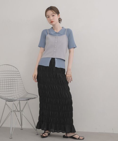 RETRO GIRL(レトロガール)の「ニットビスチェ&カーデセット(ニット/セーター・レディース・ブルー/ナチュラル/ベージュ・FREE)」の4枚目の写真